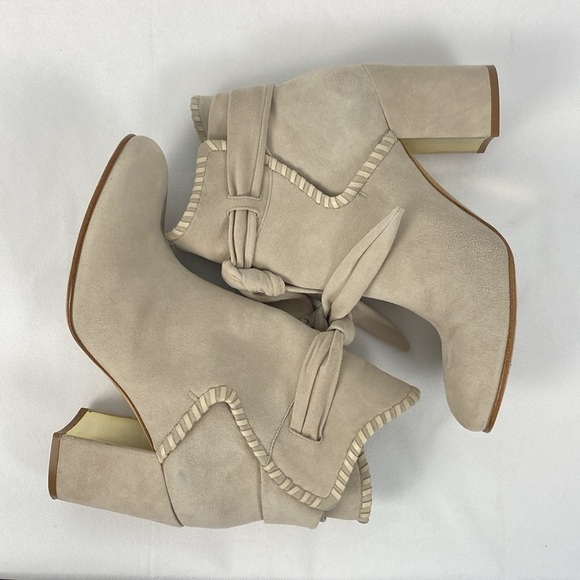 Rachel Zoe Kate Slip On Suede Booties Whip Stitch Detail Block Heel Size 8 - Picture 5 of 11